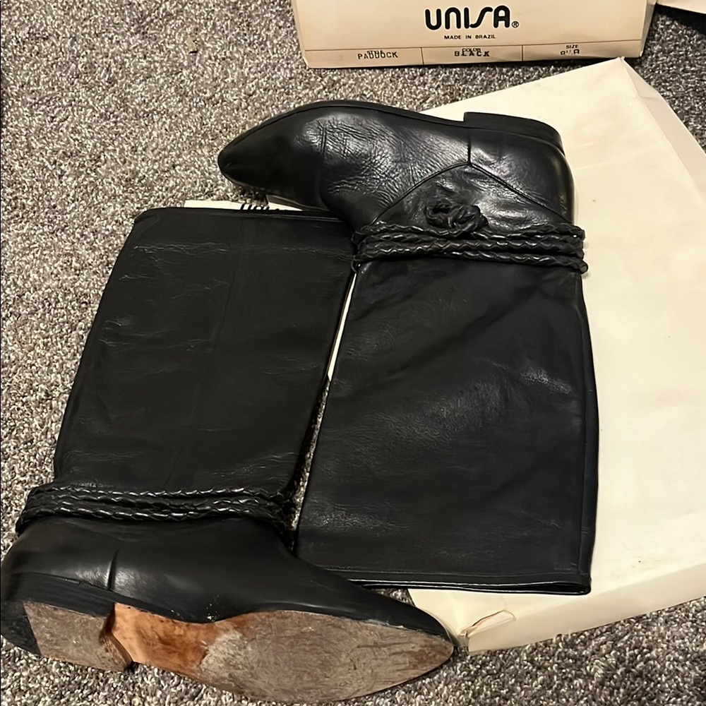 Unisa Black Leather Riding Boots
